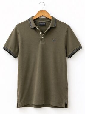 Emporio Armani Men’s Olive Green Polo Shirt – Size M